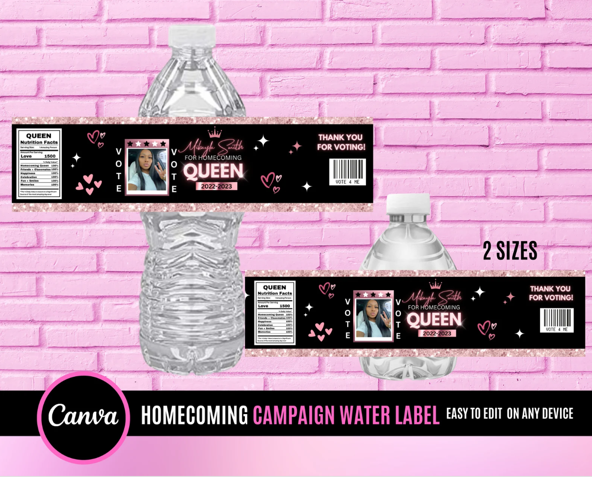 Homecoming Queen Water Label