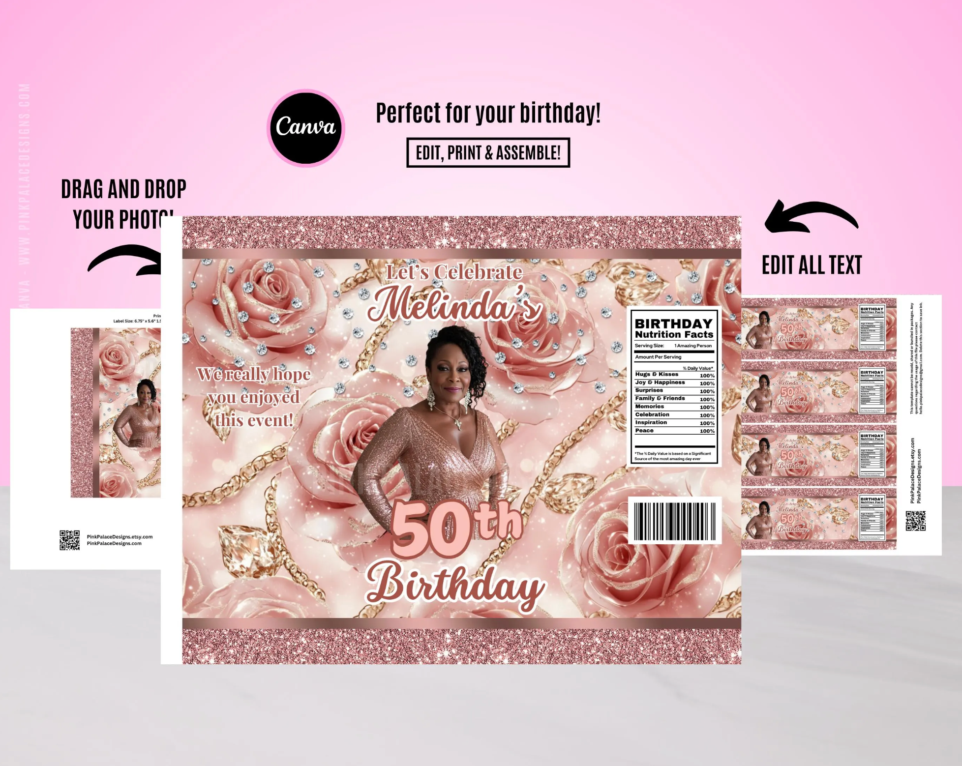 Rose Gold 50th Birthday Chips