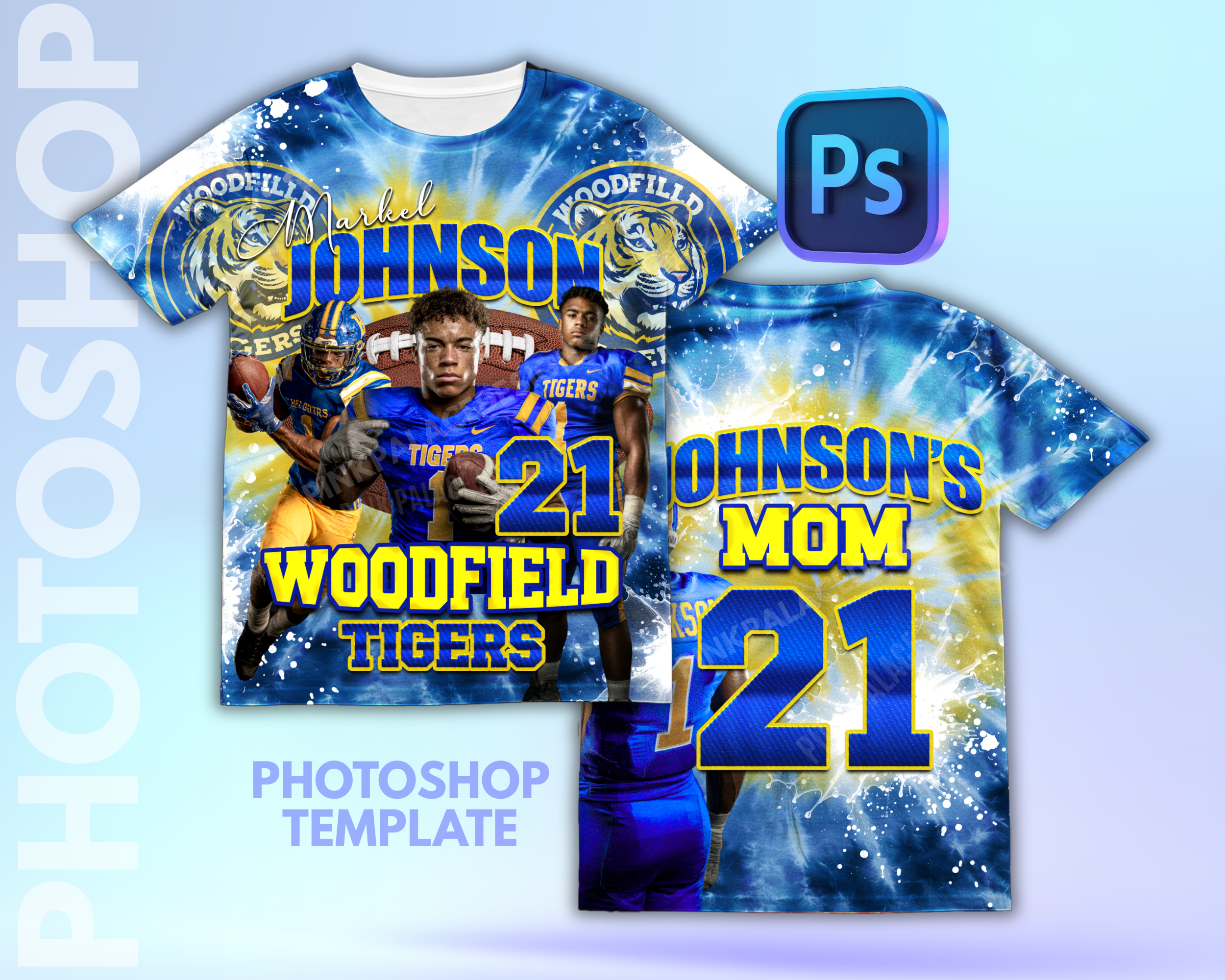 3D All Over Football Blue Yellow Ps