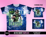 3D Football TShirt Template - Blue Green
