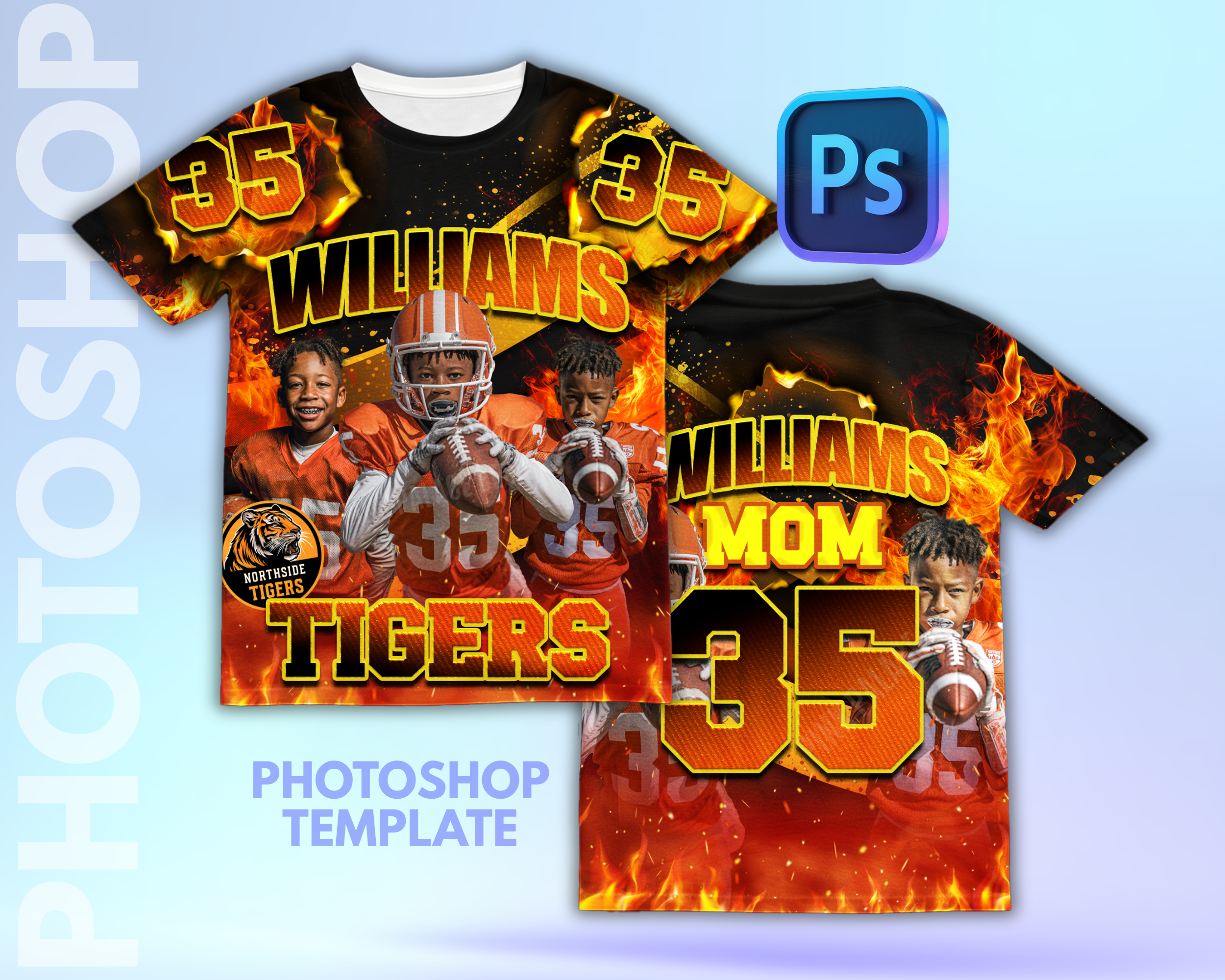 3D All Over Football Flames PS