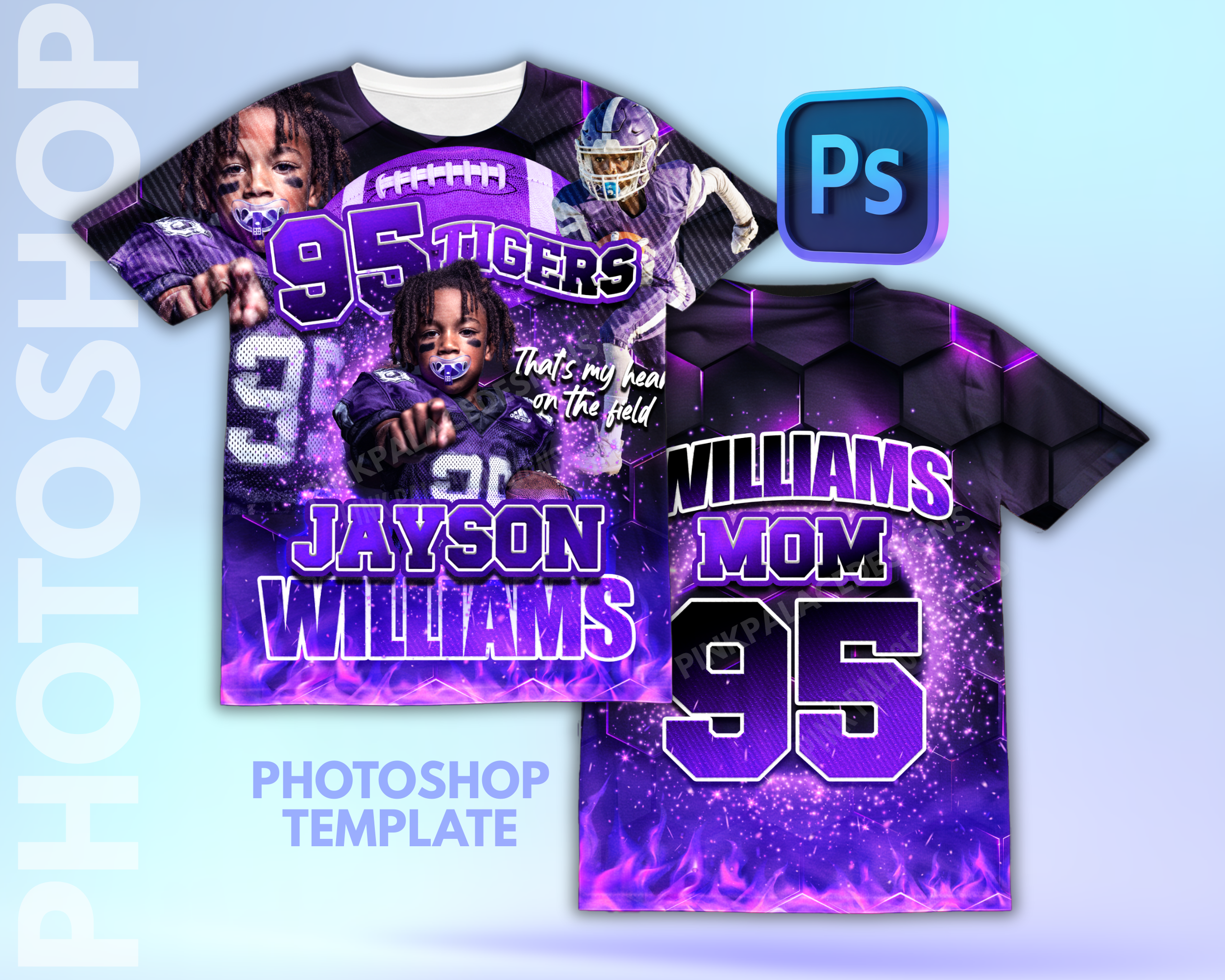3D All Over Football Purple Ps