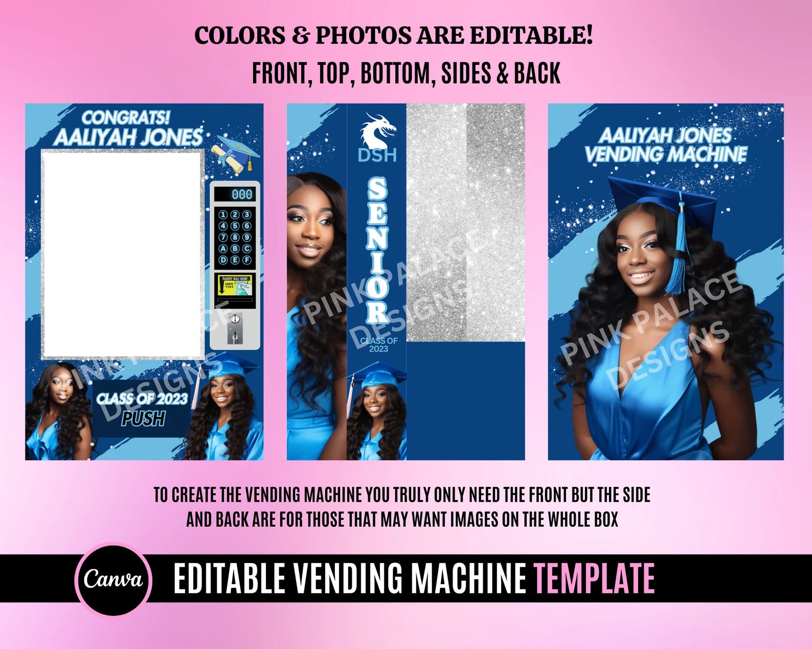 Graduation Vending Machine Template - Blue