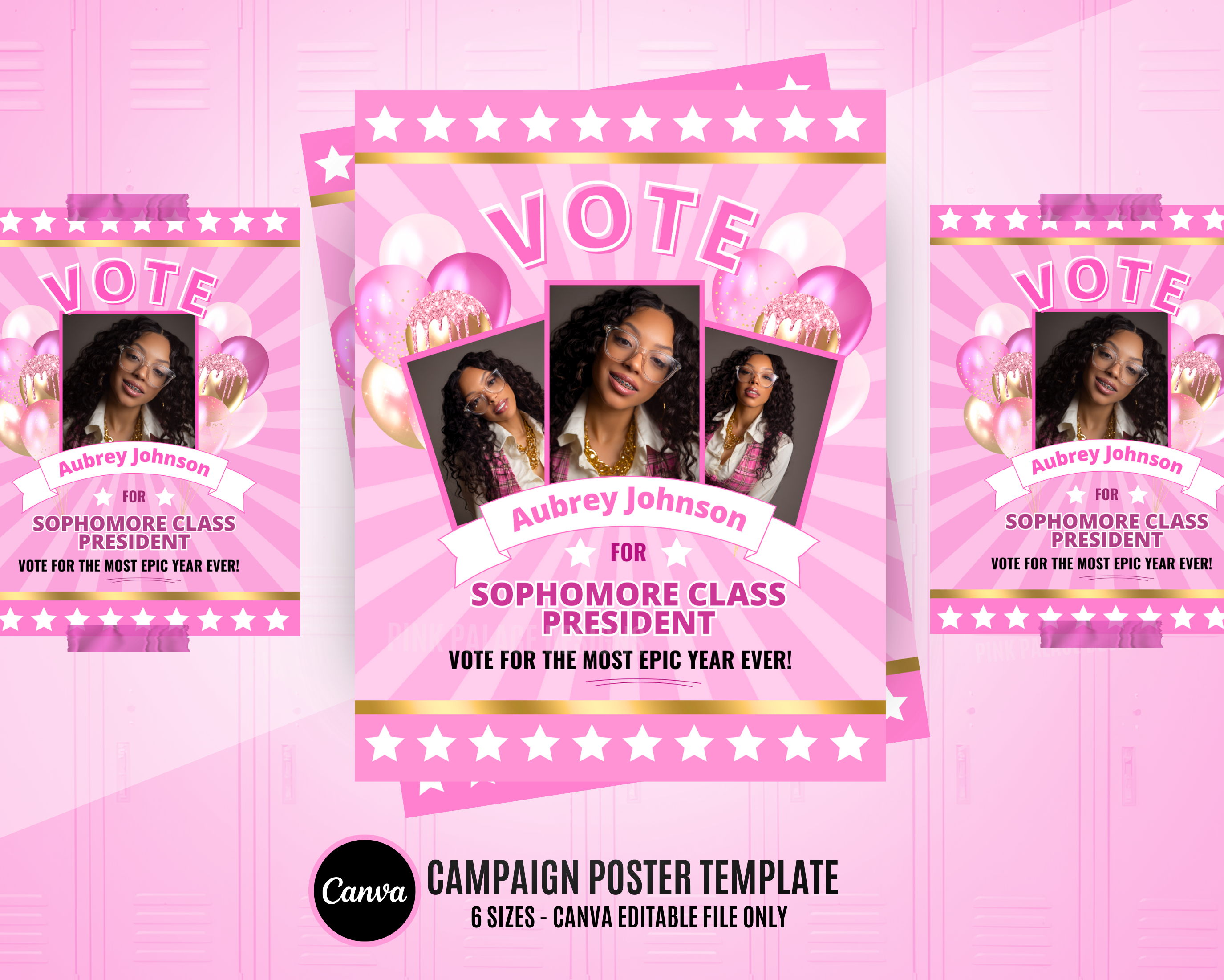 Pink Gold Election Poster