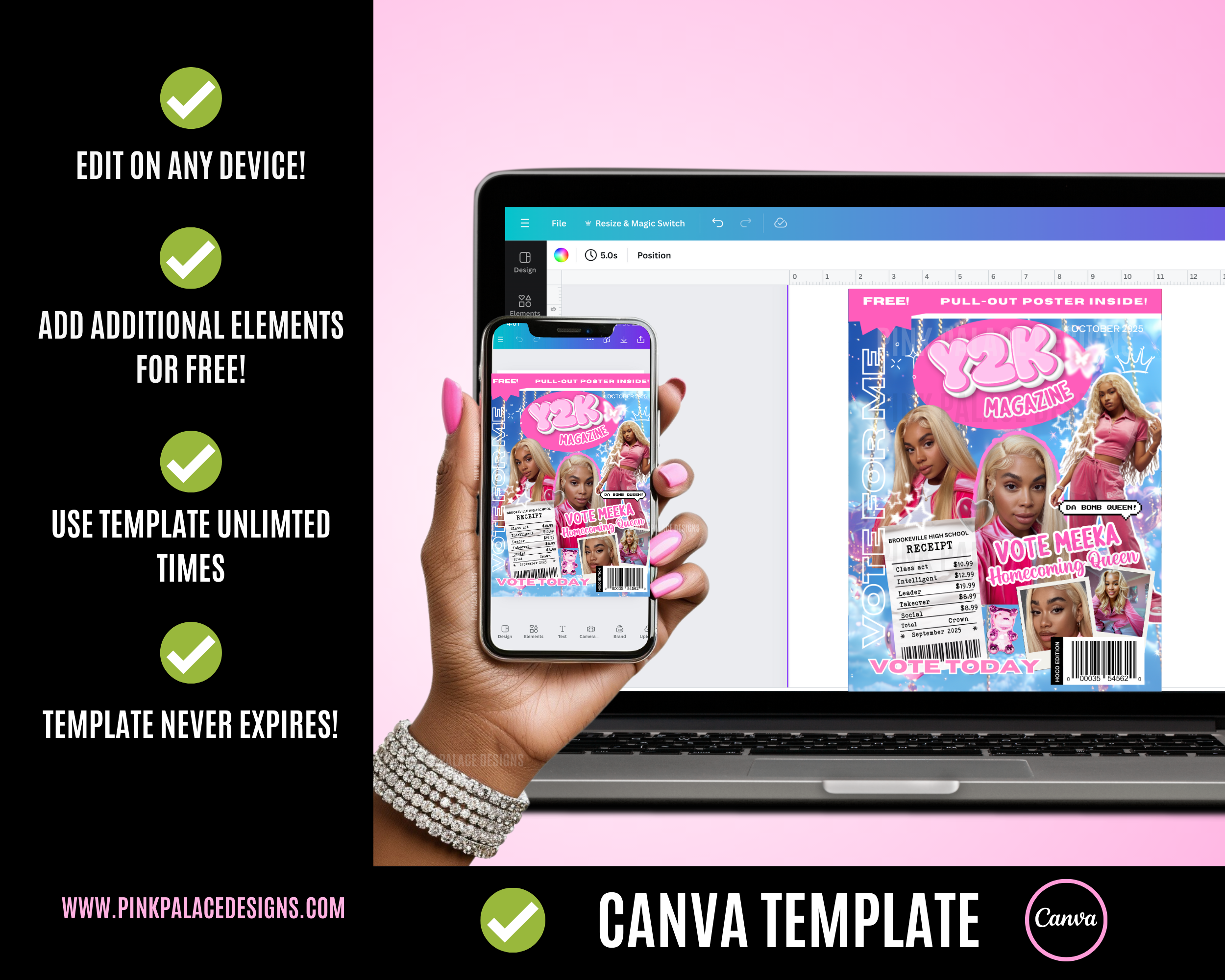 Y2K Magazine Homecoming Template Blue Pink