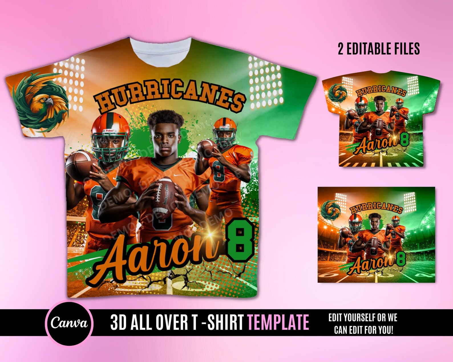 3D Football TShirt Template - Orange Green
