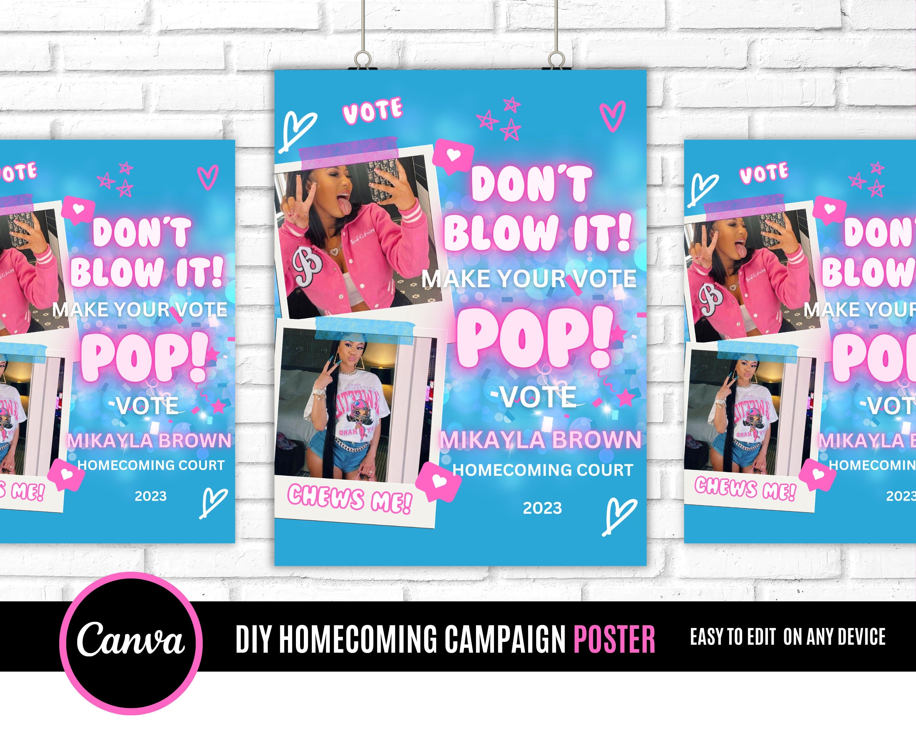 Dont Blow It Poster, Student Council Poster, class treasurer, class president, Class campaign, editable digital poster size 8.5 x 11, 16x20