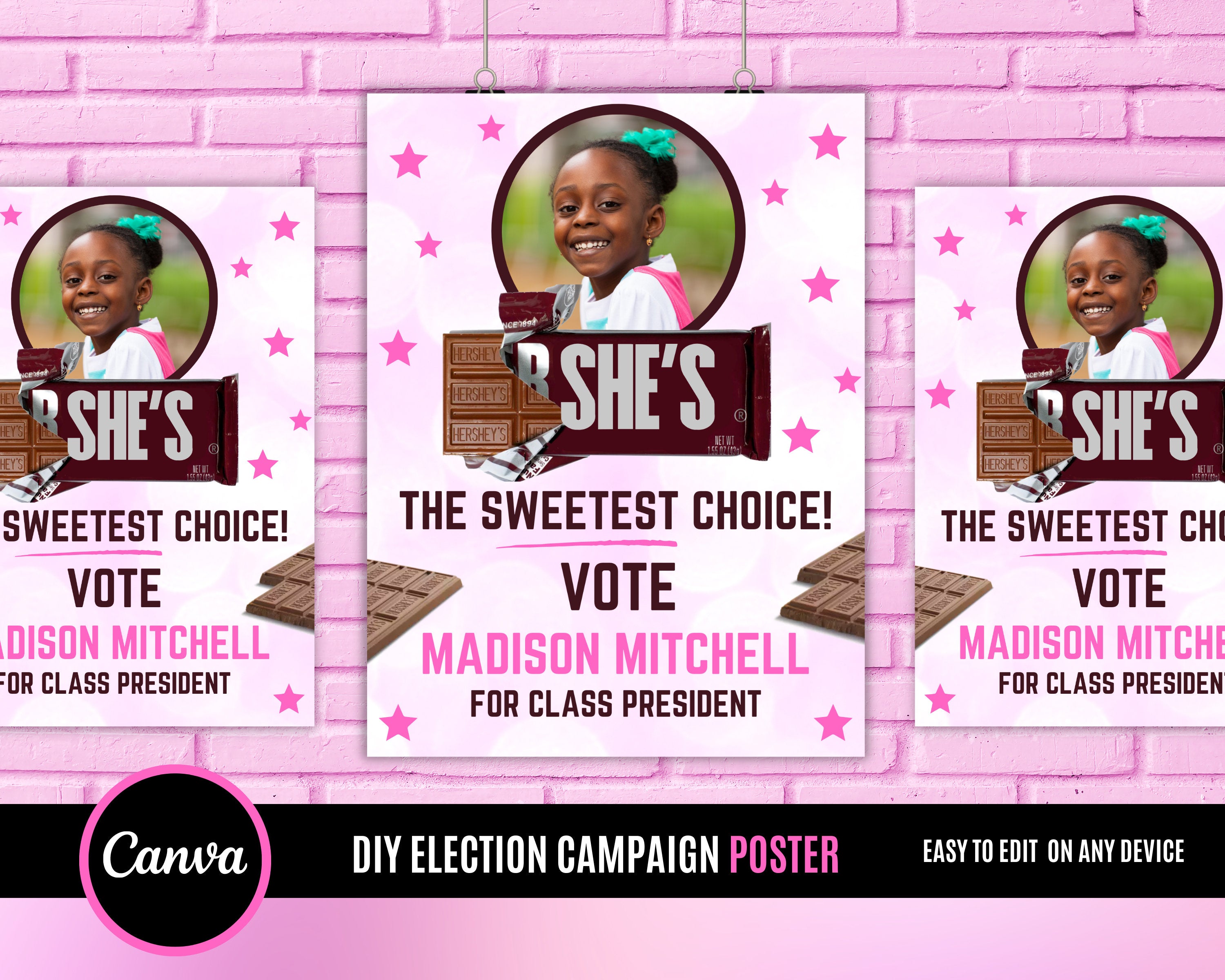 Election Campaign Poster, Hershey Poster, Homecoming Poster, Vote for me poster, Poster is for any election title edit with canva