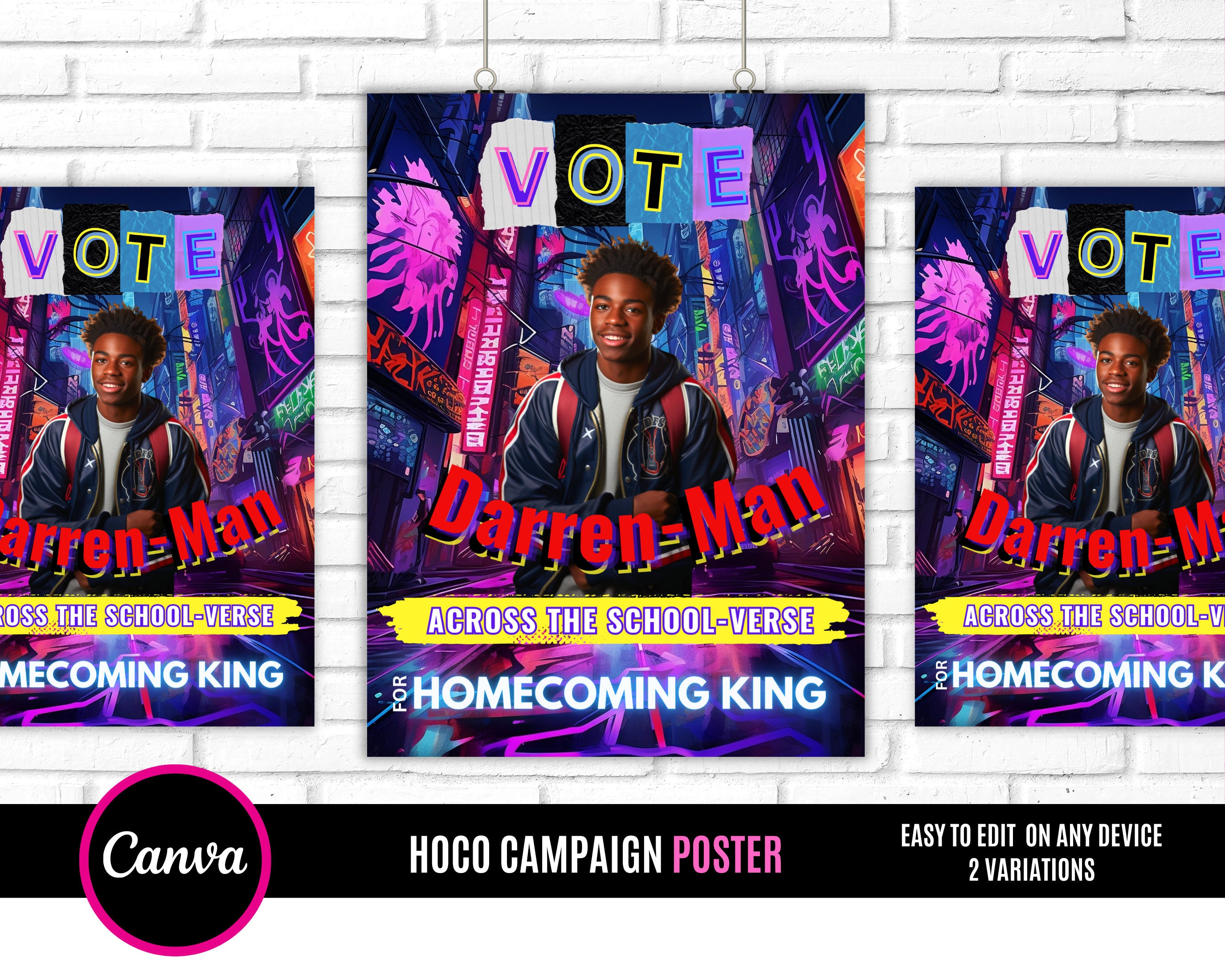 Homecoming King, Homecoming Poster, class treasurer, class president, Class campaign, Edit Online then Print poster